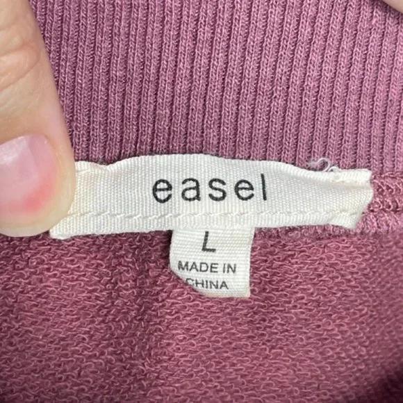 EASEL | Mauve Off The Shoulder Leopard Print Long Sleeve Sweatshirt | Size L - Picture 7 of 11